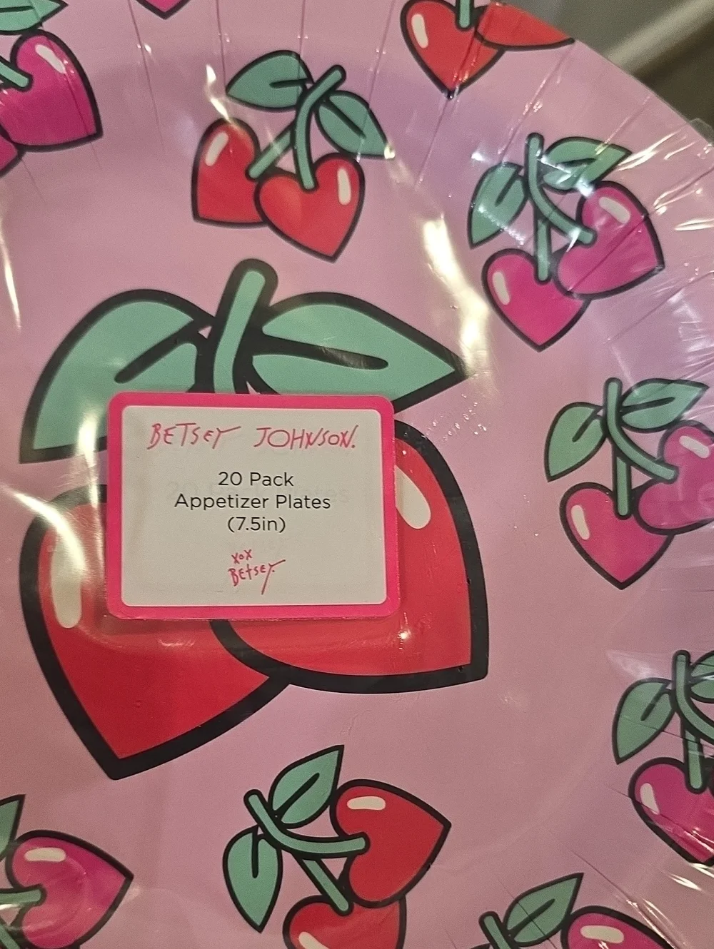 Betsey Johnson Heart Cherries Paper Plates & Napkin‎ Set